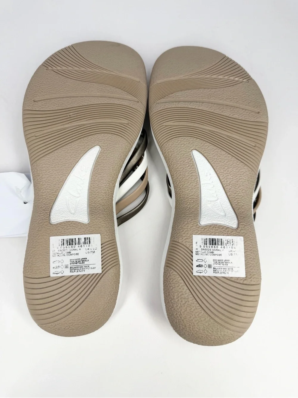 Clark's Cloudsteppers Breeze Coral Thong Sandals Brown Metallic Combo Size 7M - Picture 5 of 11